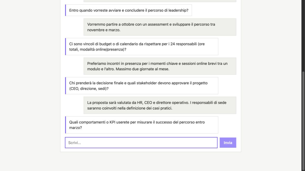 Conversazione dimostrativa con l'agente Orizzonte HR