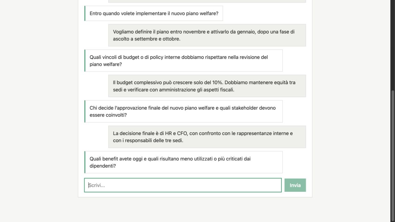 Conversazione dimostrativa con l'agente WellBenefit